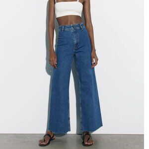 NWT ZARA ZW COLLECTION HIGH WAIST WIDE LEG JEANS